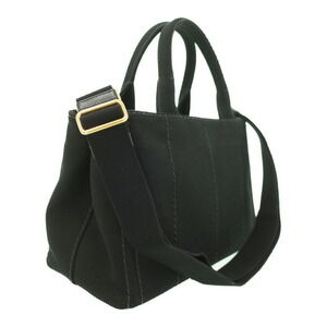 Prada handbag top 2way Canapa canvas Tote handles Black